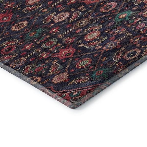 Mayfield Premium Machine Washable Abstract AMF1225 Navy 8 ft. x 10 ft. Area Rug