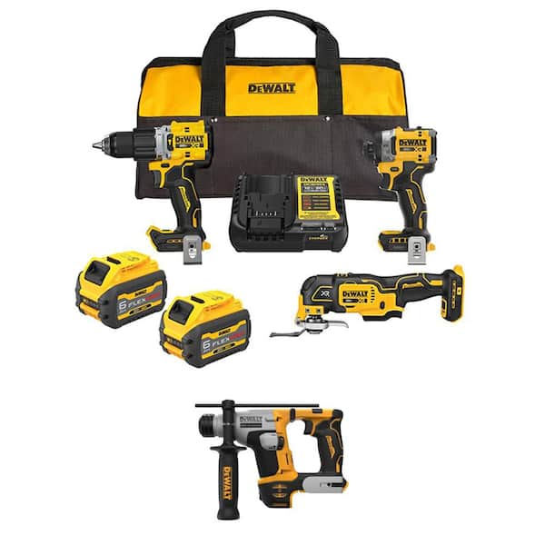 20V Max Lithium-Ion Cordless 3-Tool Combo Kit & 5/8 in. SDS Plus Hammer Drill w/ (2) Flexvolt 6 Ah Batteries & Charger