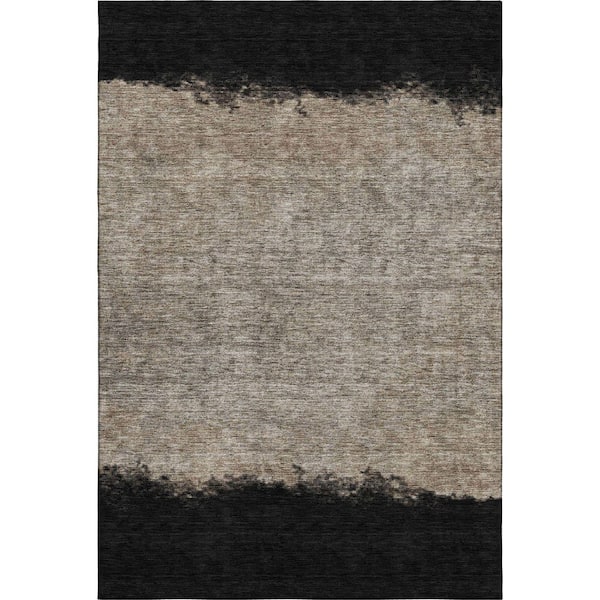 Mayfield Premium Machine Washable Abstract AMF2214 Black 5 ft. x 7 ft. 6 in. Area Rug