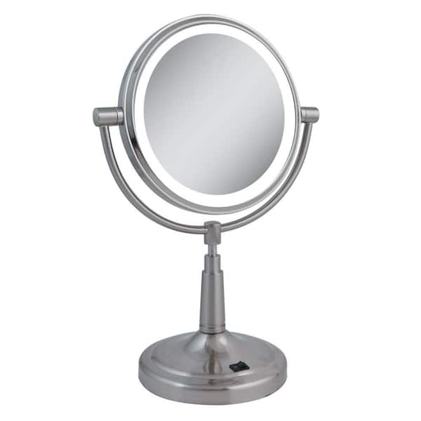 Zadro LED Lighted 5X/1X Vanity Makeup Mirror in Satin Nickel