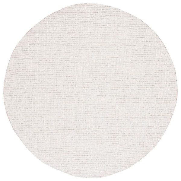 Abstract 12 ft. x 12 ft. Round Ivory/Beige Speckled Area Rug