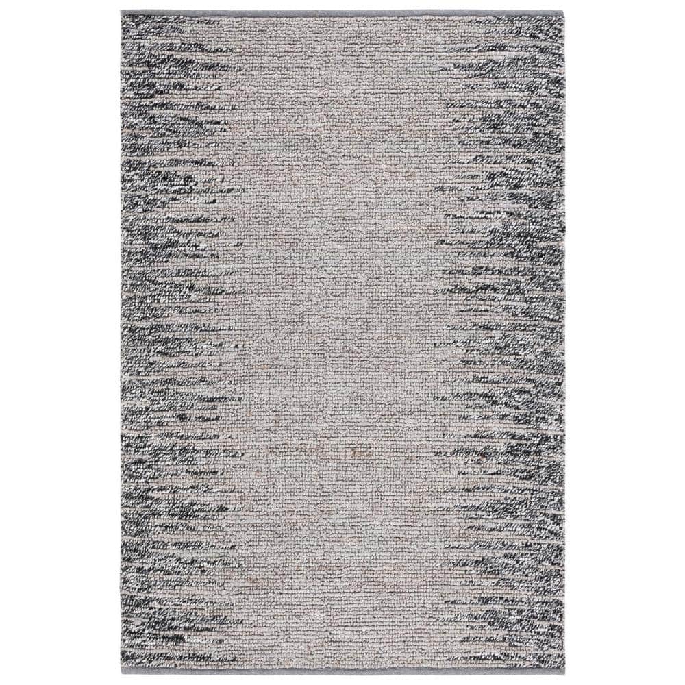 SAFAVIEH Natural Fiber Gray/Black 6 ft. x 9 ft. Transition Marle Area ...