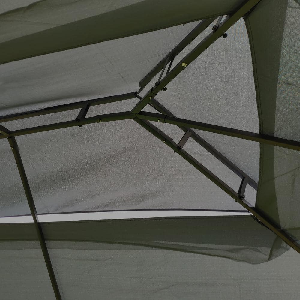 Gray 13x10ft Metal Patio Gazebo Canopy Tent with Mosquito Net