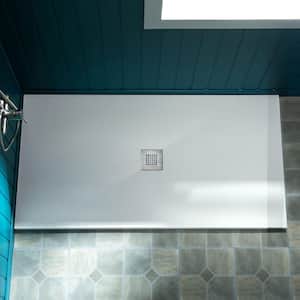 WOODBRIDGE 47.75 in. L x 36 in. W Solid Surface Alcove Shower Pan Base ...