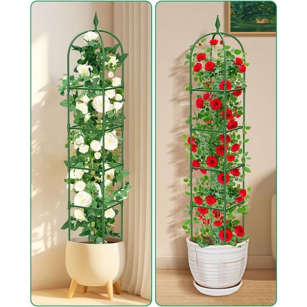 Oyezvary 6 ft. Rustproof Steel Garden Trellis for Climbing Plants Outdoor Indoor Heavy-Duty Adjustable Support Cage 2 Pack