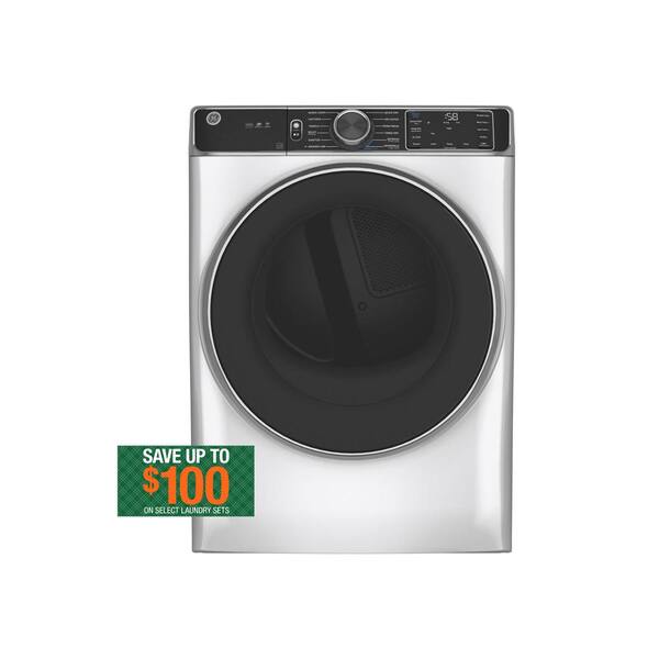GE 7.8 cu. ft. Smart Front Load Gas Dryer in White with Steam and Sanitize Cycle, ENERGY STAR