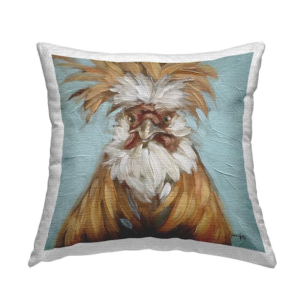 Stupell Industries Country Chicken Blue Accent Multi-Color Square Outdoor Throw Pillow
