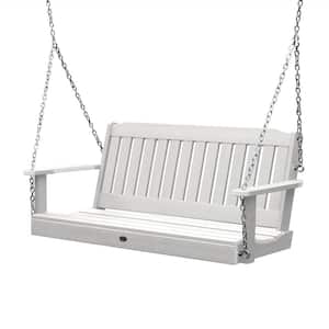 Lehigh 5 ft. 2-Person White Recycled Plastic Porch Swing