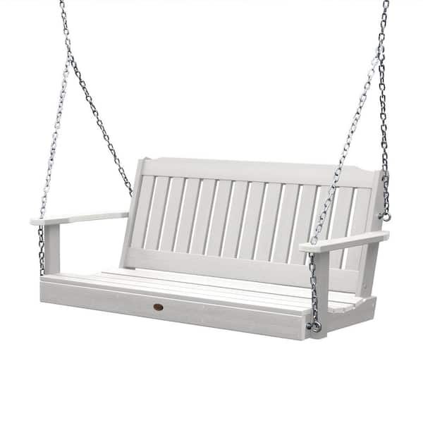 Highwood Lehigh 5 ft. 2-Person White Recycled Plastic Porch Swing