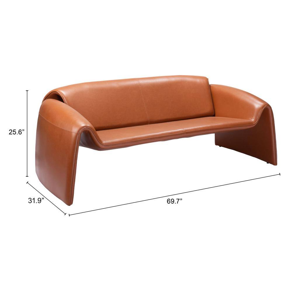 Horten Brown Faux Leather Modern Reception Sofa