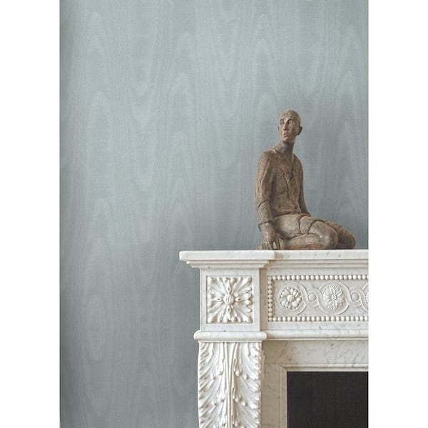 Angelina Light Blue Moire Wallpaper Sample