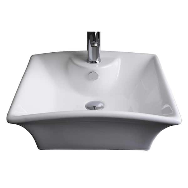 American Imaginations 20-in. W x 17-in. D Above Counter Rectangle Vessel Sink In White Color For Single Hole Faucet