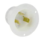 30 Amp 125-Volt Flanged Inlet Grounding Locking Outlet, White