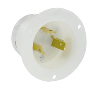 30 Amp 125-Volt Flanged Inlet Grounding Locking Outlet, White