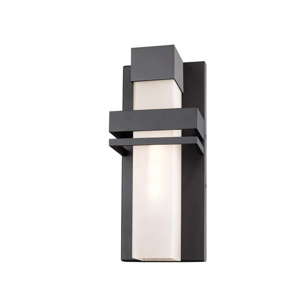 ARTCRAFT Camden 1-Light Black Integrated LED Outdoor Wall Mount Sconce ...