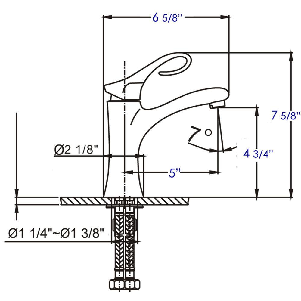 Polished Chrome Single Lever Bathroom Faucet with Curled Handle