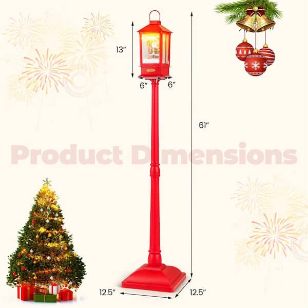 Costway 61 in. Red Christmas Street Lamp with Detachable