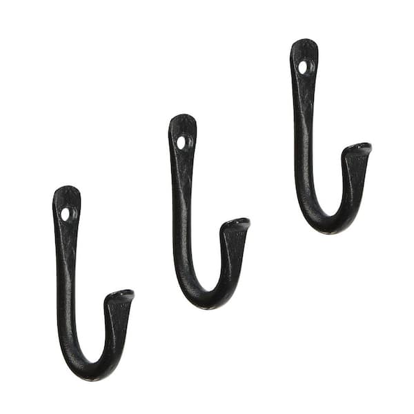 Set of 3 Multi Use J-Hooks iron 3 in. Tall Black Powder Coat Finish