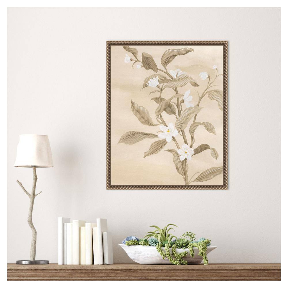 Sepia Orange Blossom Sketch II Canvas Wall Art with Bronze Frame