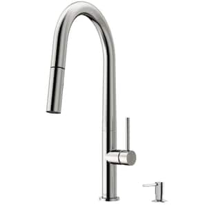 Greenwich Single Handle Pull-Down Sprayer Kitchen Faucet Set with Soap Dispenser in Stainless Steel