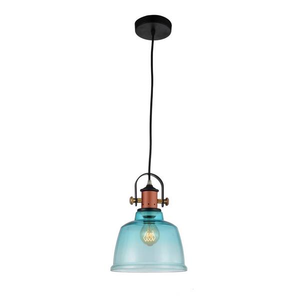 CWI Lighting Tower Bell 1-Light Blue Pendant