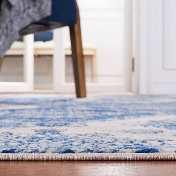 SAFAVIEH Brentwood 7 ft. x 7 ft. Ivory/Blue Ornate Floral Diamond
