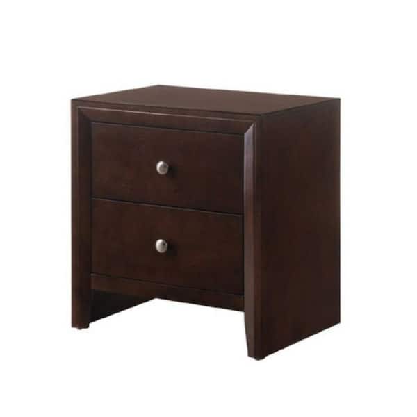 Benjara Brown 2-Drawers Wooden 22.3 in. W Nightstand