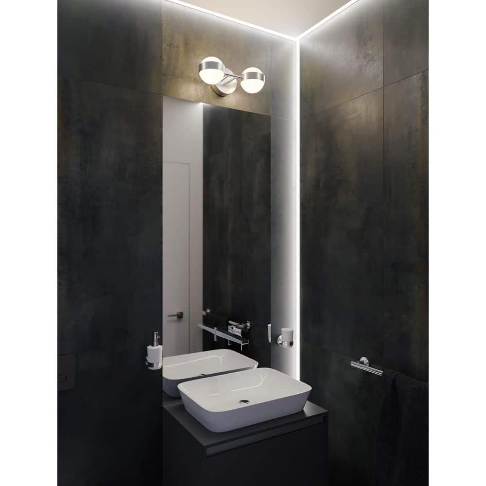 Verona 14 in. 4-Light Satin Nickel Integrated LED Vanity Light with White Acrylic Shade price history on PriceWatchPro