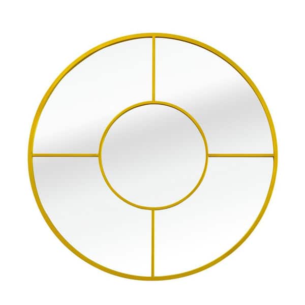 Miscool Anky 36 in. W x 36 in. H Iron Framed Gold Round Decorative Accent Wall Mirror