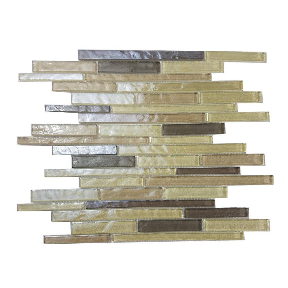 Geo Brown Linear 12 in. x 12 in. Glossy Glass Wall and Pool Mosaic Tile (12 sq. ft./Case) price history on PriceWatchPro