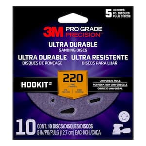 Pro Grade Precision 5 in. 220-Grit Ultra Durable Universal Hole Sanding Disc (10-Discs/Pack)