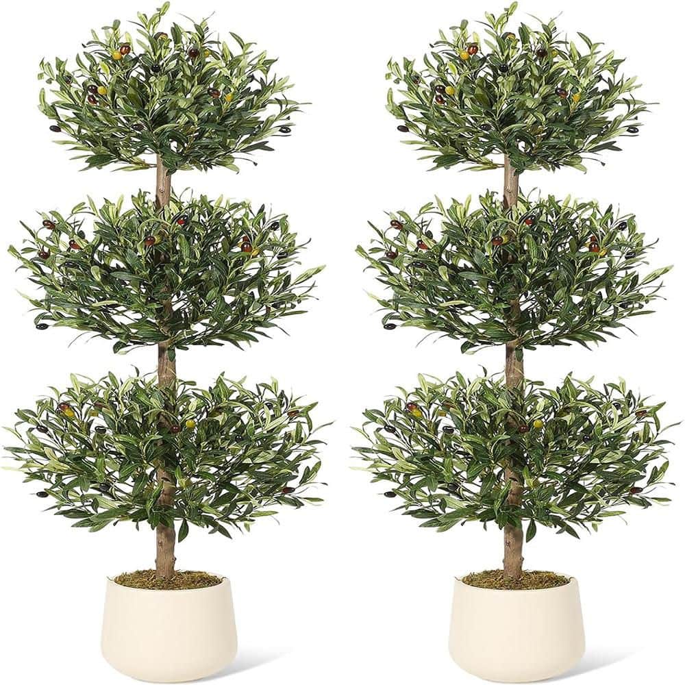 bushdebrunt REALIST type A オリーブカラー Gravee 5 ft. Artificial Olive Triple Ball Topiary Trees with Moss