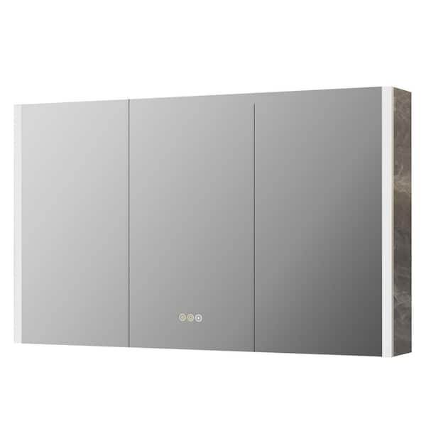 Eos 60 in. W x 32 in. H Rectangular Aluminum Surface/Recessed Medicine Cabinet with Mirror and Light, Fog Free