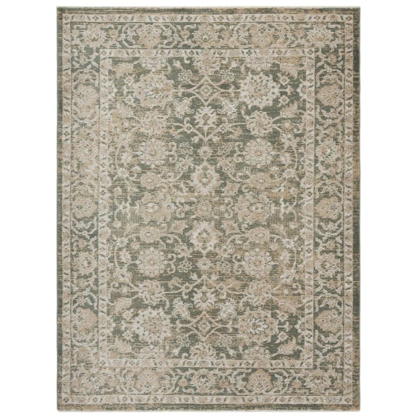 Hazel 8 ft. x 10 ft. Green/Beige Traditional Floral Area Rug