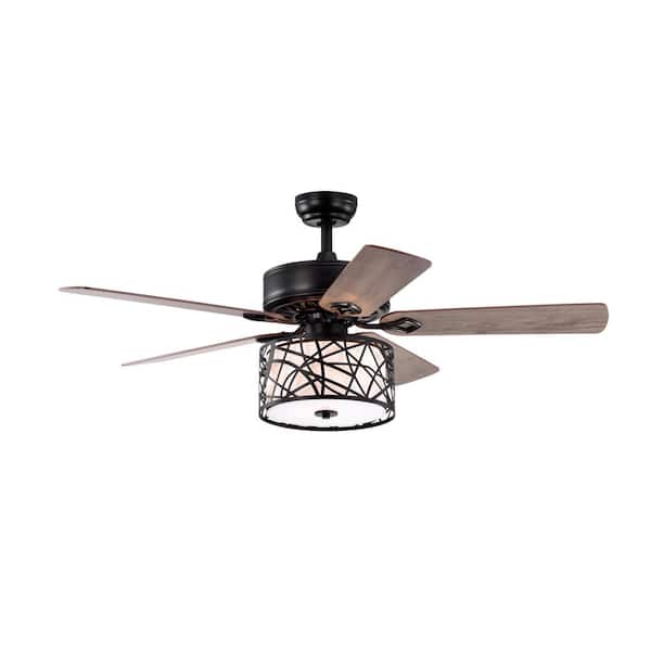 Modland Light Pro 52 in. Indoor Matte Black Low Profile Ceiling Fan with Dual Finish Reversible Blades for Living Room, Bedroom