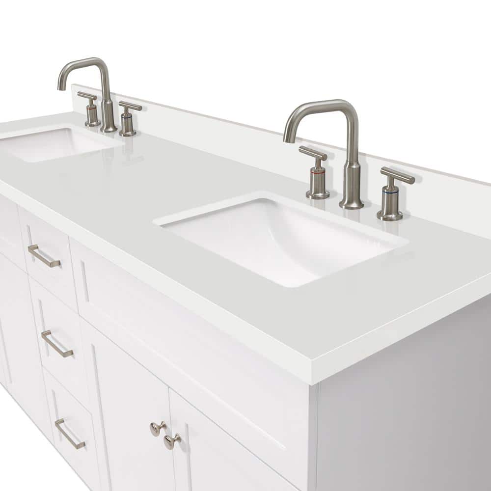 Hamlet 73" White Freestanding Double Vanity with Quartz Top