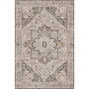 Datura Brown 4 ft. x 6 ft. Oriental Vintage Medallion Area Rug