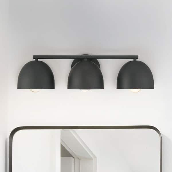Hunter Erling 22 in. 3 Light Matte Black Vanity Light