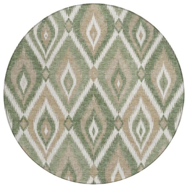 Chantille Machine Washable Indoor/Outdoor Abstract ACN3072 Fern 8 ft. x 8 ft. Round Rug
