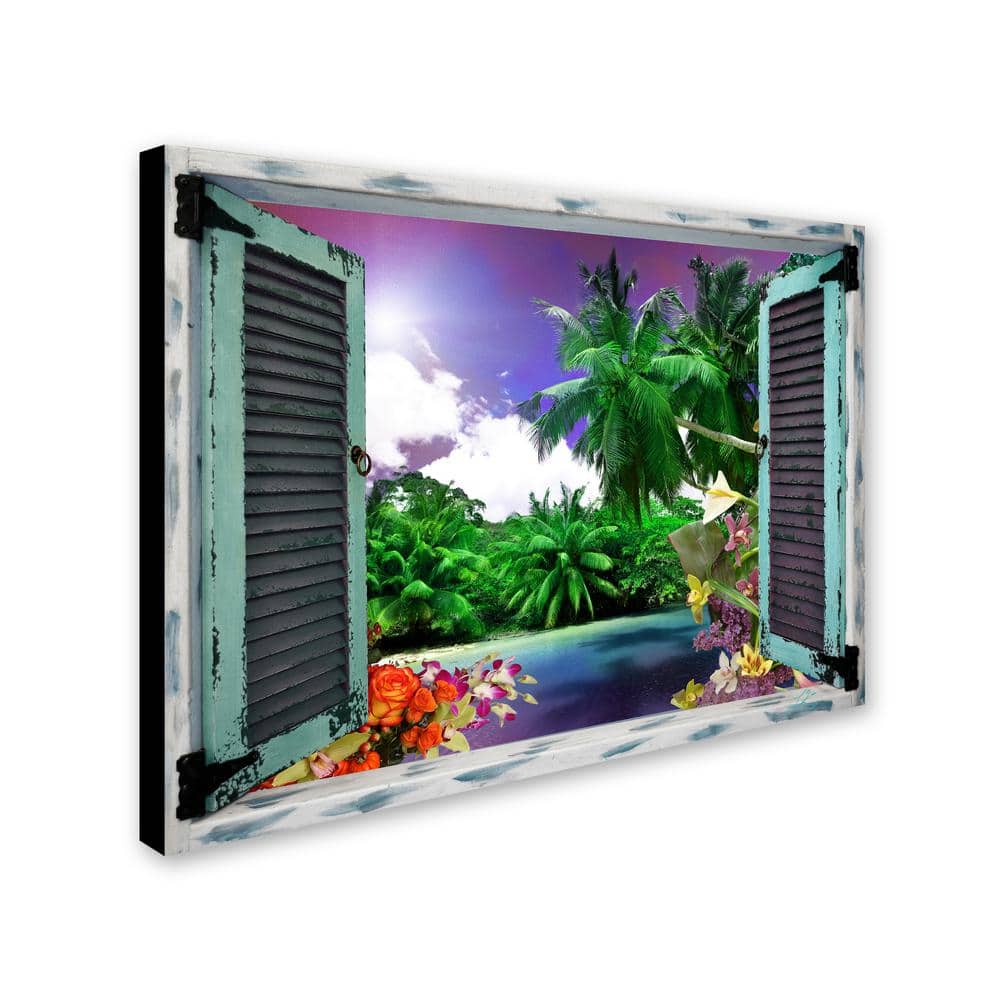 Tropical Paradise Window View Canvas Print 24x32