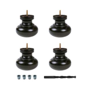 4-1/2 in. x 4-13/16 in. Stained Espresso Solid Hardwood Round Bun Foot (4-Pack)