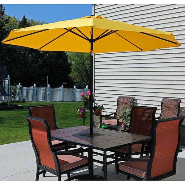9 ft. Aluminum Market Tilt Patio Umbrella in Gold