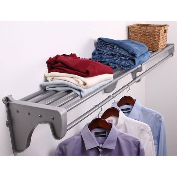 12 ft. Closet Organizer Kit - 2 Closet Shelves and Rods with 1 End Bracket  – EZ Shelf