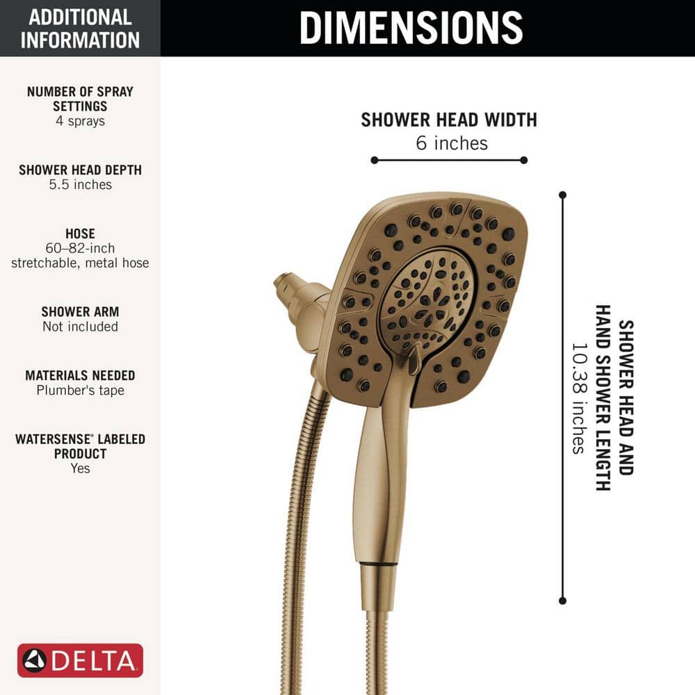 Champagne Bronze Dual Shower Head with Handheld Spray