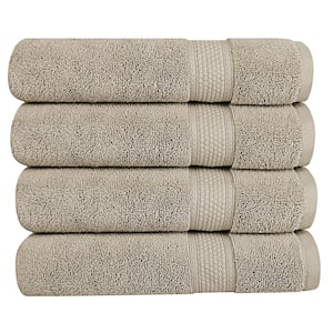 A1HC Bath Towel 500 GSM Duet Technology 100% Cotton Ring Spun Plaza Taupe 24 in. x 48 in. Quick Dry (Set of 4)