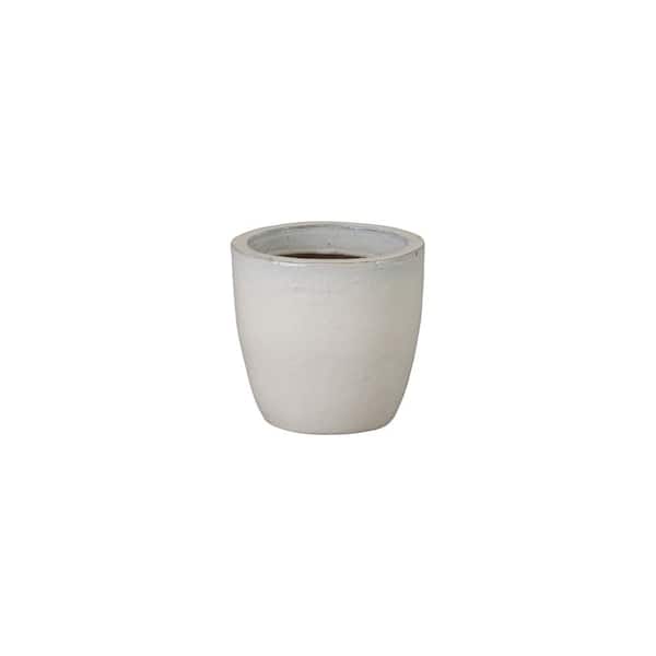 Emissary 10 in. L x 9 in. H White Ceramic Round Planter with High-Fire Treatment