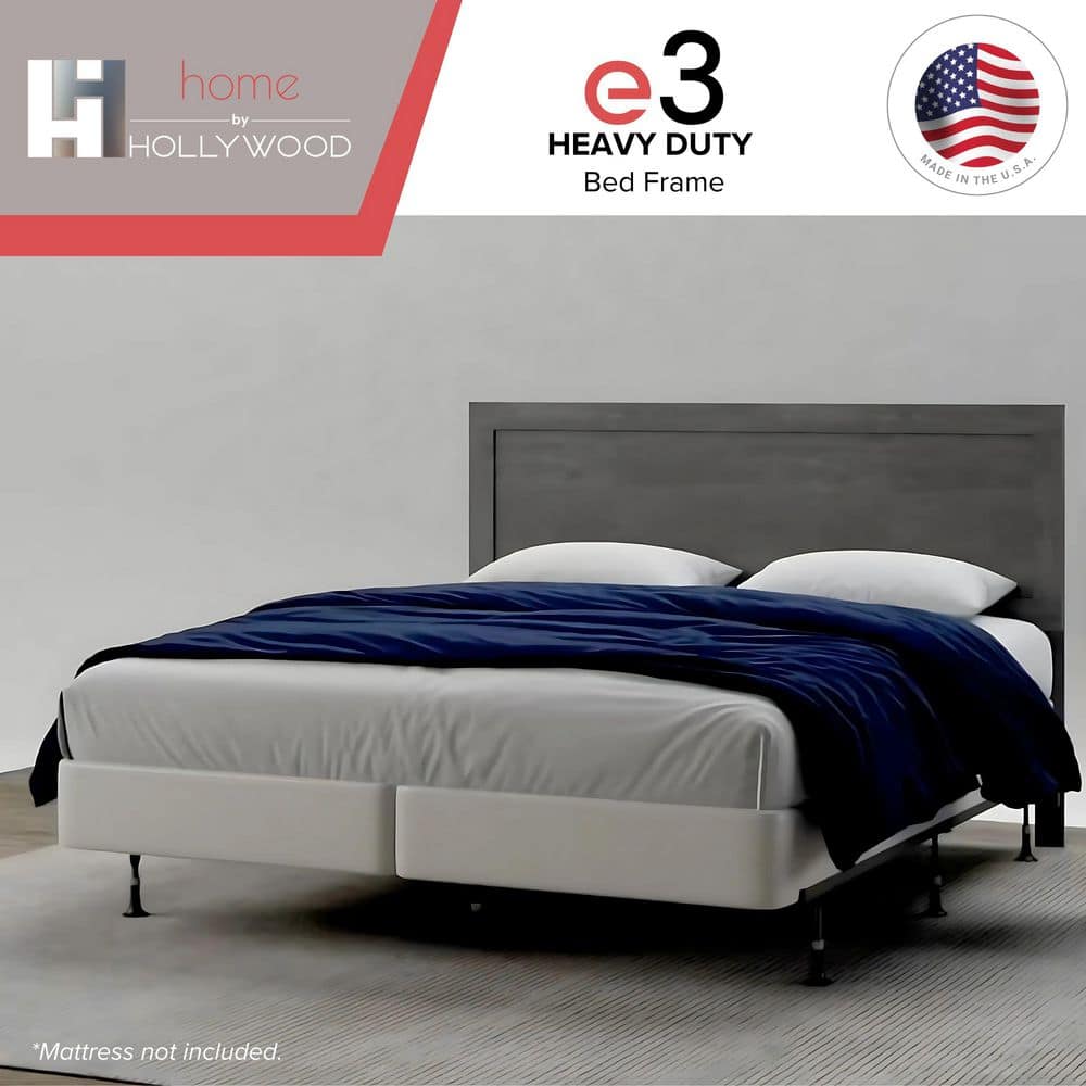 Adjustable Black Steel Queen Bed Frame with 9 Legs