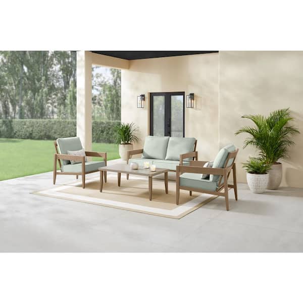 Pine Hollow 4-Piece Metal Patio Conversation Set with CushionGuard Mist Cushions