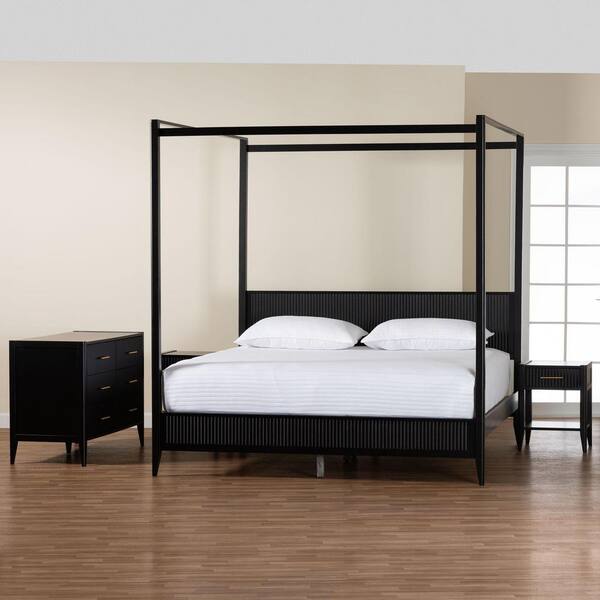 Black canopy bedroom sets discount