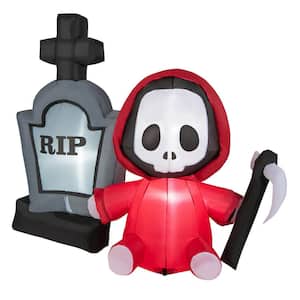 5 ft. LED Ghost Holding Sickle and Tombstone Yard Decor Halloween Inflatable